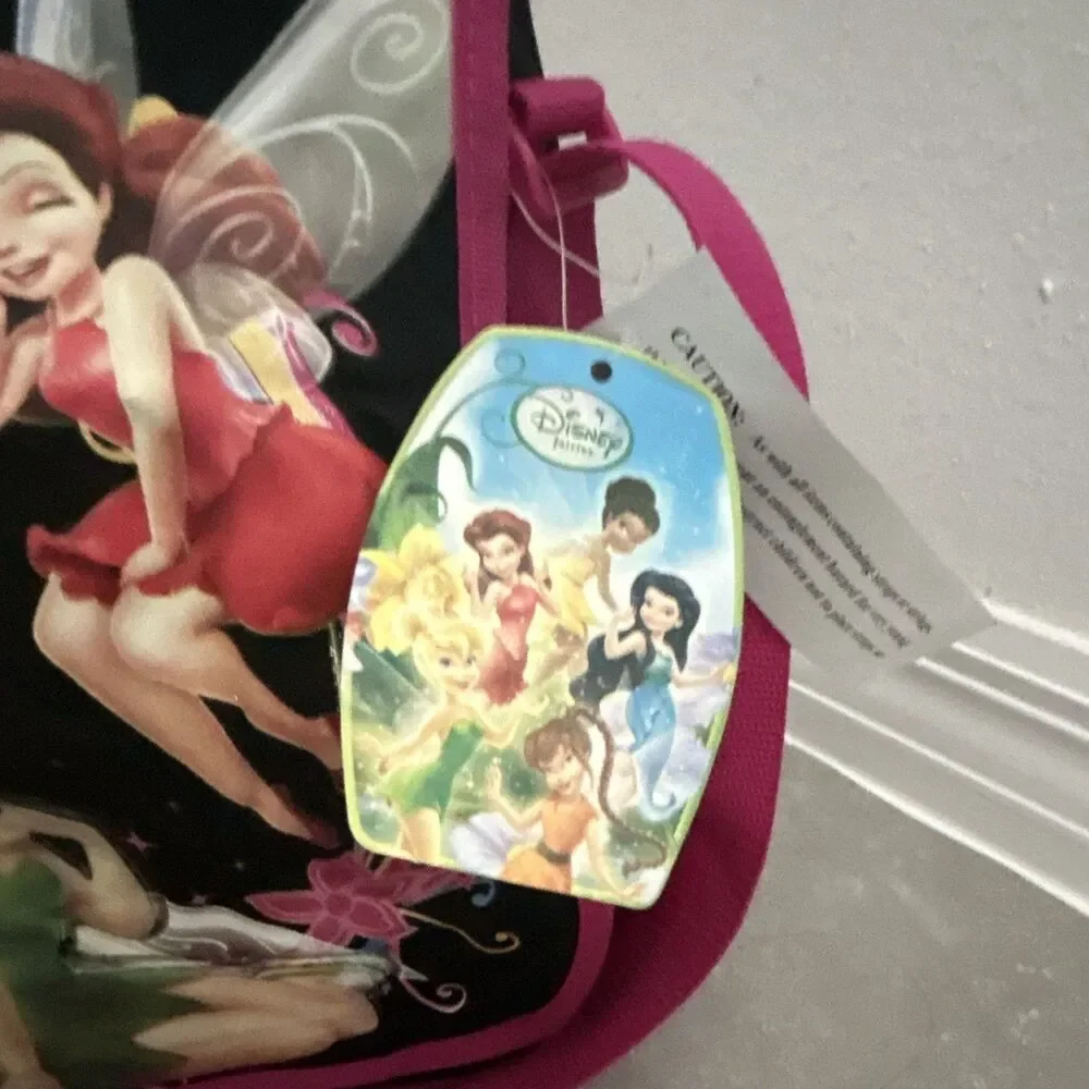 Disney Fairies Tinker Bell Medium Shoulder Bag Black/Pink New tag size 14 x 12”